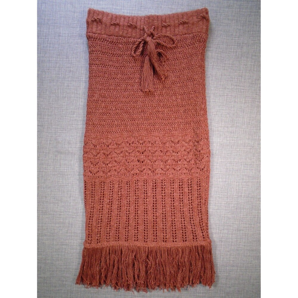 Abercrombie & Fitch Maxi Skirt Womens XXS Knit Fringe Lined Burnt Orange